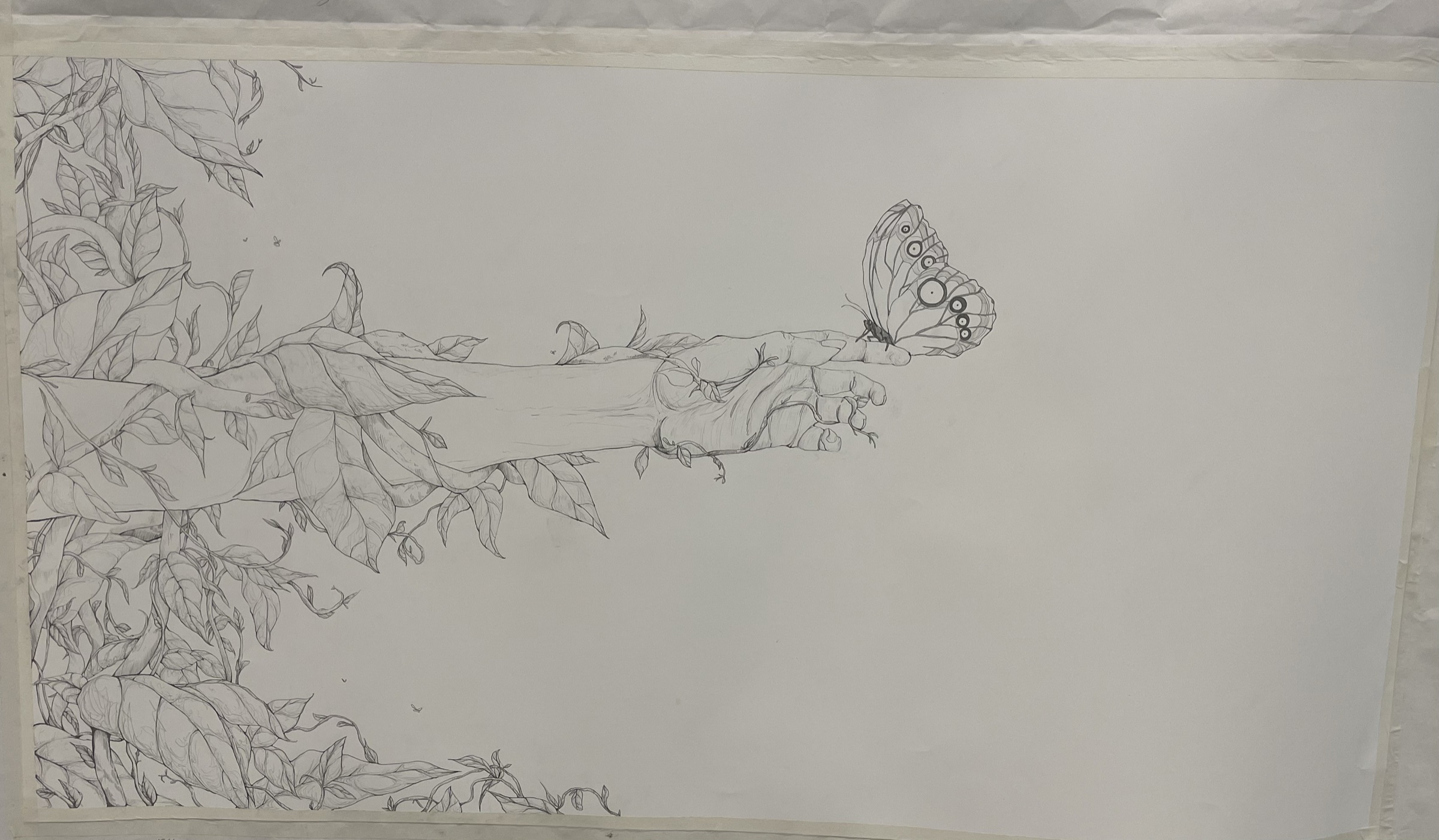 Reach — pencil drawing by Dodger Holmstedt